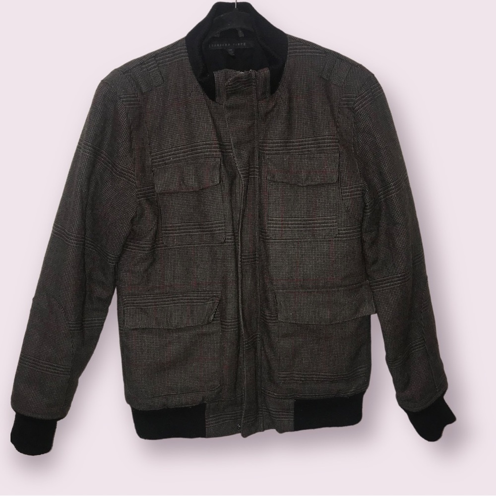 URBAN outfitters standard cloth mens wool blend plaid bomber jacket size S